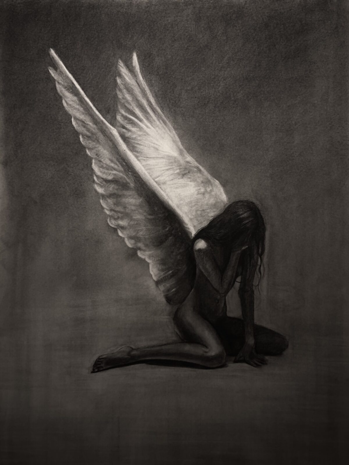 Don't F with Angels, charcoal by Claudio Aluzzi